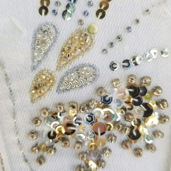 Cache Denim Beaded Jacket Size Small - Picture 6 of 8